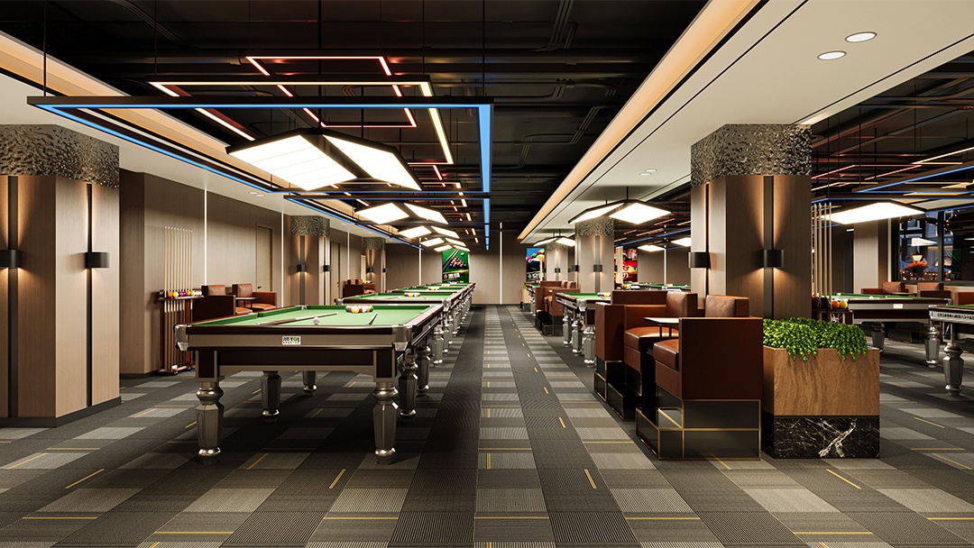 杭州高端競(jìng)技臺(tái)球廳裝修設(shè)計(jì)