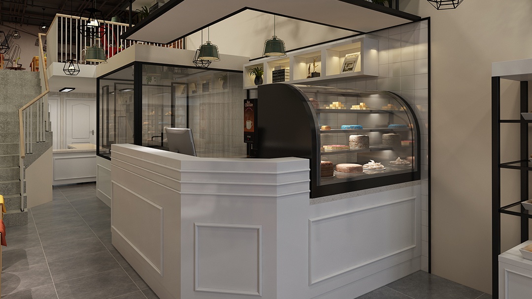 杭州現(xiàn)代極簡風烘焙店裝修設計